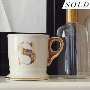 Anthropologie Gold Monogram ‘S’ Mug